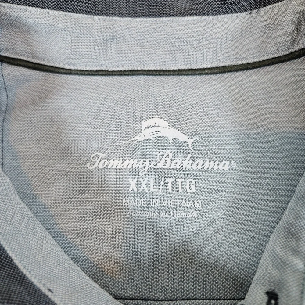 Tommy Bahama Polo Shirt Mens XXL Gray Tencel Blend Short‎ Sleeve Contrast Stitch